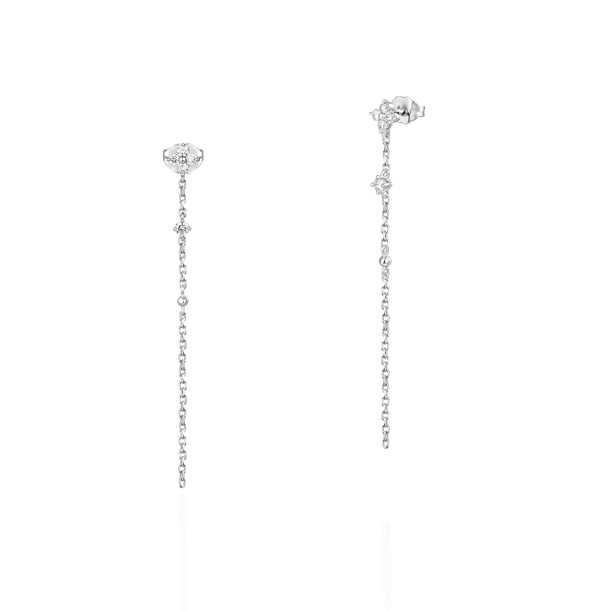 Diamond chain drop earrings